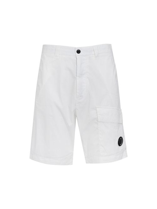 Bermuda in gabardina di cotone loose fit con pinces Gauze White C.P. COMPANY | 20CMBE256A 006439G103